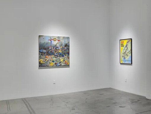 Sandow Birk: an illustrated history of the present, exhibition view. Courtesy of Catharine Clark Gallery