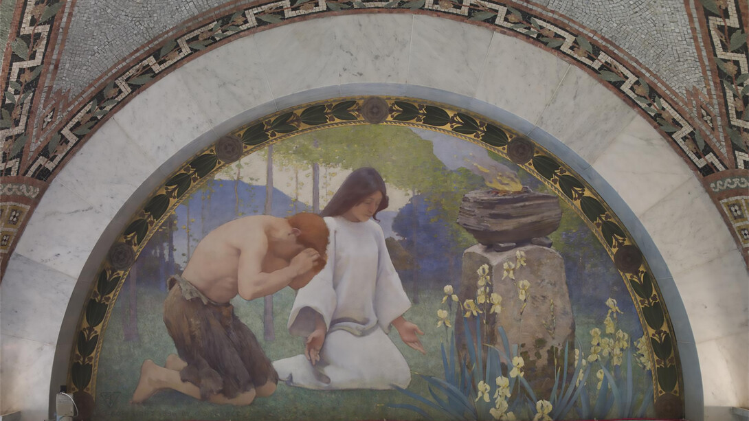 Religion Mural in Lunette from the family and education series, Charles Sprague Pearce