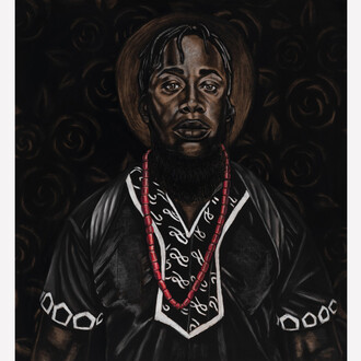  Alpha Massaquoi, Mentor of the Year, 2020. Charcoal on Paper, 60” x 58”. Courtesy of the artist and Kingston Gallery