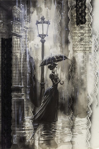 Olivier Ledroit, La femme sous la pluie, 2024. Courtesy of Huberty and Breyne Gallery