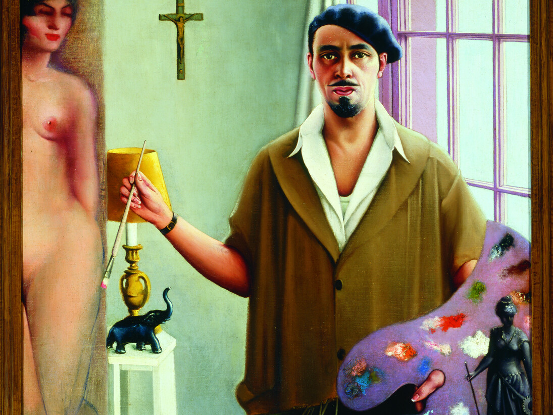 Archibald J. Motley Jr., Self-Portrait (Myself at Work), detail, 1933. Oil on canvas, 57.125 x 45.25 inches (145.1 x 114.9 cm). Collection of Mara Motley, MD, and Valerie Gerrard Browne. Image courtesy of the Chicago History Museum, Chicago, Illinois. © Valerie Gerrard Browne.