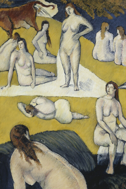 Emile Bernard, La baigneuse à la vache rouge, 1889, Huile sur toile, 114 x 94 cm, Paris, musée d’Orsay, © RMN-Grand Palais (musée d'Orsay) / Hervé Lewandowski