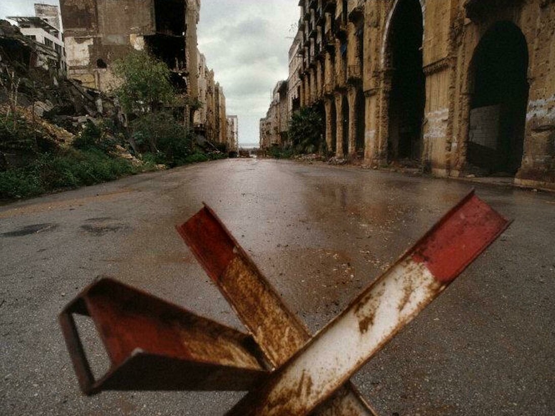 René Burri, Maarad Street. Beirut, Lebanon, 1991 © René Burri / Magnum Photos. Courtesy of Casa dei Tre Oci