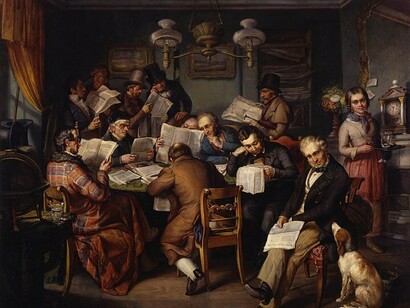 Lesekabinett (um 1840), Heinrich Lukas Arnold, Öl auf Leinwand, Deutsches Historisches Museum, Berlin 