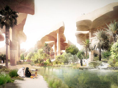 Thomas Heatherwick, Al Fayah Park Oasis, 2010 - Heatherwick Studio, Rendering: Heatherwick Studio. Rendering of Heatherwick Studio’s Al Fayah Park in Abu Dhabi