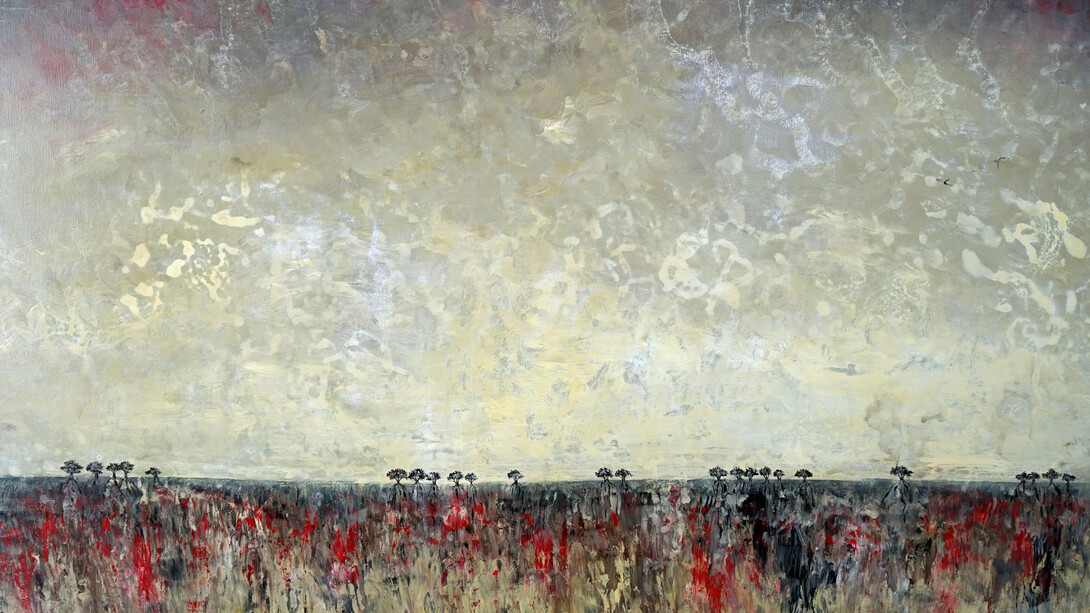 Gaby Grobo, On the Tender Carpet Sown, Acrylic on Canvas, 39.5" x 59"