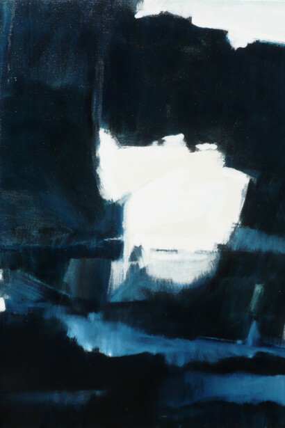 Stefano Sandri, riflesso blu, olio su tela, cm. 60 x 80 