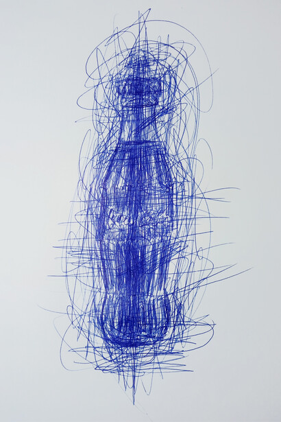 Antonio Riello, Confined Tool 77, 2020, A3 size, penna biro Bic blu su carta