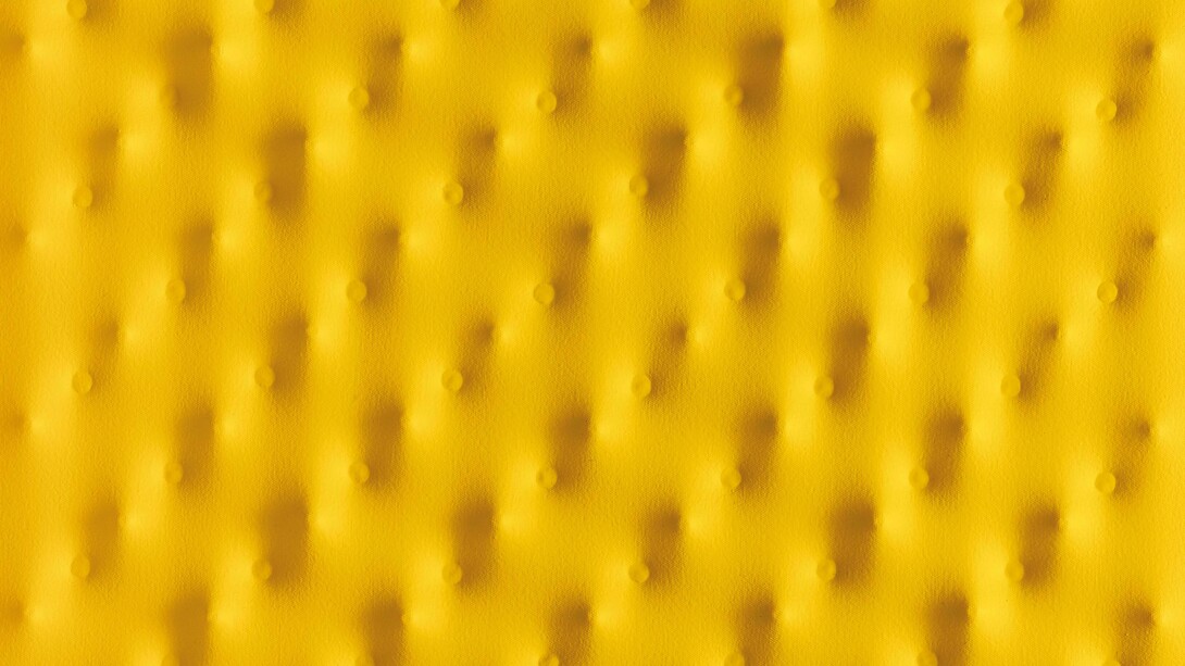 Enrico Castellani 1930-2017, Superficie Gialla, 2014 Acrylic on canvas, 40 x 50 cm 15 3/4 x 19 3/4 in. Courtesy Mazzoleni