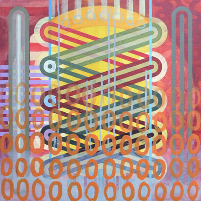Neon towers,60 x 60cm acrylic on canvas, 2015