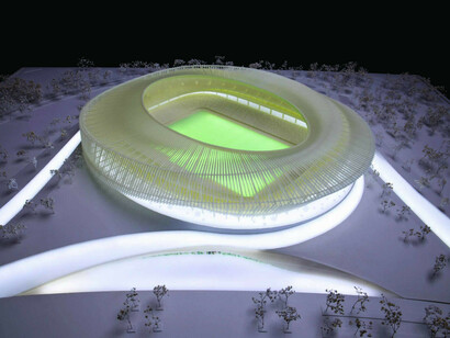 SHoP, Flushing Stadium , 2013. model printing material and foamcore, 39in x 55in x 24in. Courtesy SHoP Architects