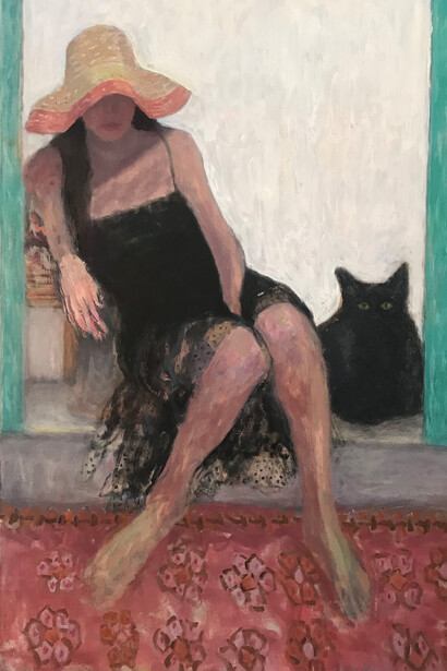 Tracy Burtz, Ready And Nowhere To Go, oil linen, 60 x 43in. Courtesy of Thomas Deans fine art