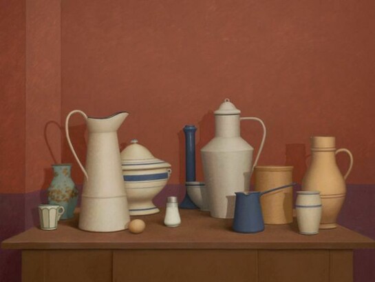 Bailey, William, Citizen among the Monuments, 2013, Oil on Linen, 45 x 57 1/2 inches, 114.3 x 146.05 cm