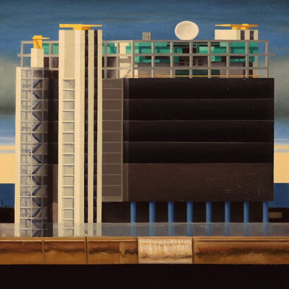 Renny Tait, Black Building Blackfriars, 2015, Oil on canvas, (c) Renny Tait, Courtesy of Flowers Gallery London and New York 