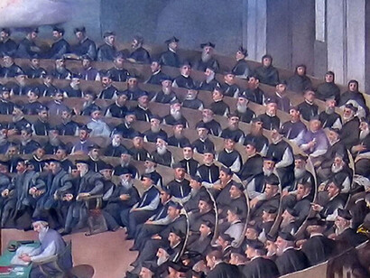 Que el señor Argüello, como ciudadano, defienda los valores de la derecha extrema (PP) y de la extrema derecha (VOX), con los que comulga, nos parece razonable y forma parte del juego político que, como sociedad democrática, nos hemos dado. Pasquale Cati (1550–1620) "Concilio deTrento", pintura.1588. Santa María en Trastevere, Roma, Italia