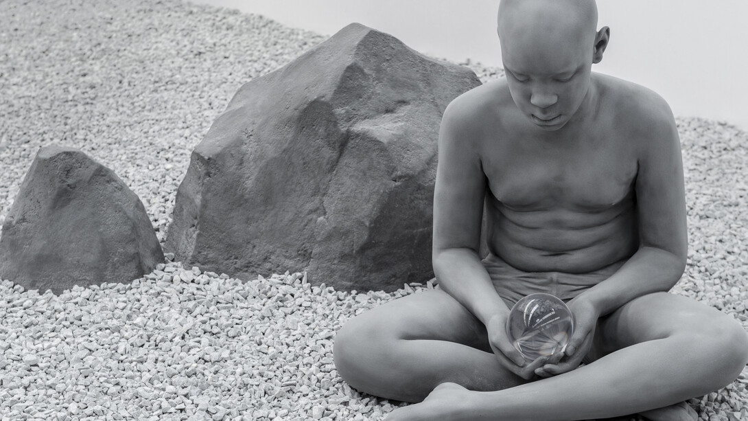 Hans Op de Beeck, Brian, 2018, Polyester, glass, coating, 62 x 58 x 62 cm. Exhibiton view ‘Kids, cabinets, pictures and ponds’ - Galleria Continua/ Les Moulins, May 2018. Courtesy the artist and Galleria Continua, San Gimignano / Beijing / Les Moulins / Habana. Photo by Oak Taylor-Smith