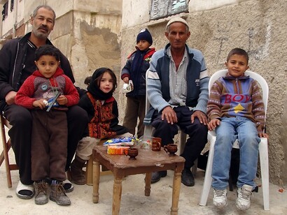 Una familia palestina en Jerash