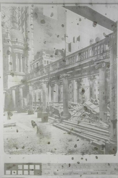 Matthew Brandt, Matthew Brandt, From the series Dust, Demolition of Madison Square Garden, 1925, 2014, Gum Bichromate Print made with dust swept from Madison Square Park, Moira Ann Smith Playground, Unique © Matthew Brandt, Courtesy Yossi Milo Gallery, New York