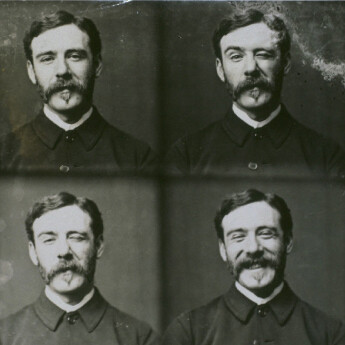 Early animated picture by John Arthur Roebuck Rudge depicting the face of William Friese-Greene