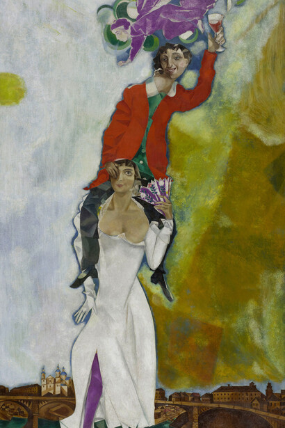 Marc Chagall, Double portrait with a glass of wine, 1917/18. Courtesy of Albertina Museum