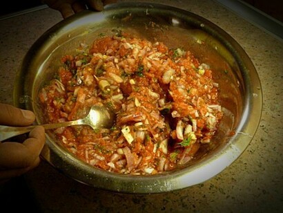 Préparation de les boulettes de tomates