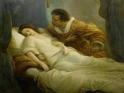 "Othello with His Sleeping Wife", painted by Christian Köhler (1809–1861)