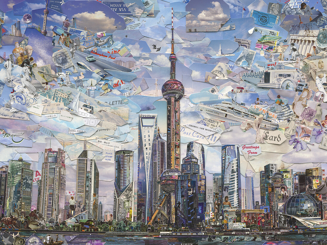 Vik Muniz, Shanghai Postcard (Postcards from Nowhere), 2014, Digital C-print, 180.3 x 256.3 cm (71 x 100 ⅞ in.), Edition of 6 + 4 AP, 101.6 x 144.3 cm (40 x 56 ¾ in.), Edition of 6 + 4 AP