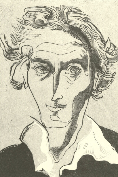 Gertrude Hermes, Self-Portrait, 1949, wood engraving with engraved lino for background colour © The Gertrude Hermes Estate