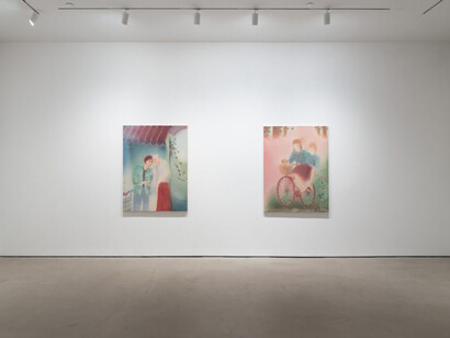 Xingzi Gu, Fluffing the foliage, exhibition view. Courtesy of Clearing 