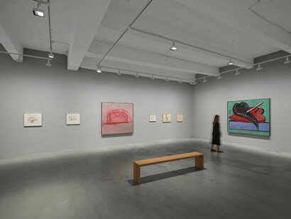 Philip Guston, Life with P., exhibition view. Courtesy of Hauser & Wirth Gallery