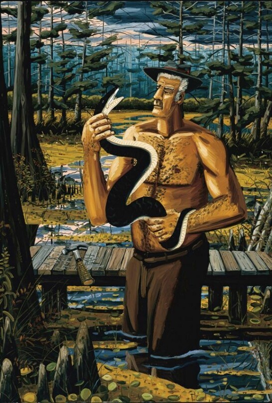 David Bates, The Dock Builder, 1987, oil on canvas, 72 x 60 inches, acquired in 1988. Delaware Art Museum, F. V. du Pont Acquisition Fund. Image copyright: Photo by Lee Clockman