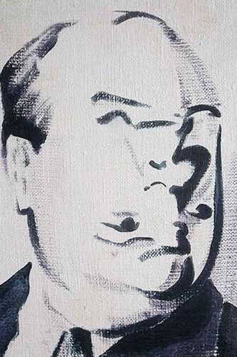 Darren Coffield, Hitchcock, acrylic on canvas, 13 cm x 18 cm, 2014