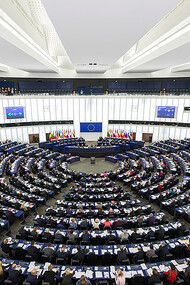 Parliament building in Strasbourg, France, known as the European Parliament, captured by Frederic Köberl