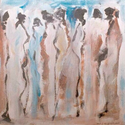 Khaled Khreis, Figures, Acrylic on canvas, 80 x 80 cm
