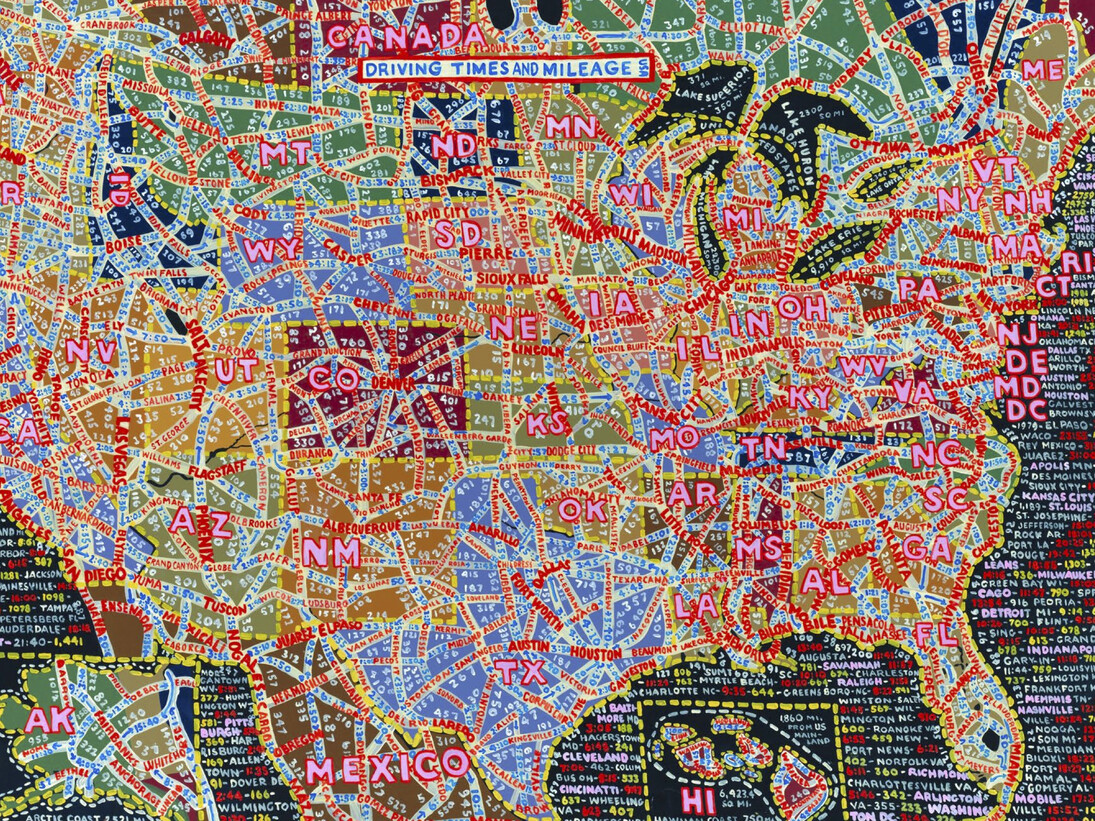 Driving Times and Mileage
USA”, 2014
36 ¾ x 54 ⅛ inches