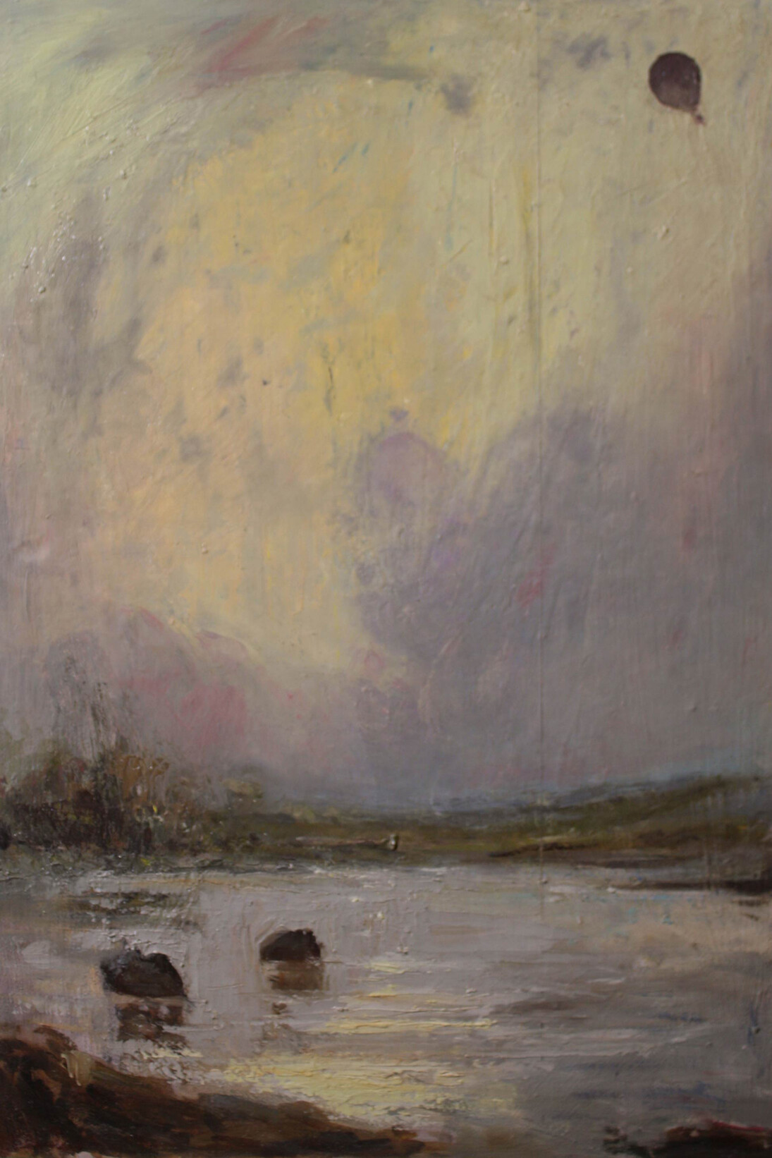 Ignazio Schifano, Paesaggio e segno, olio su tela, 65 x 46 cm, 2015