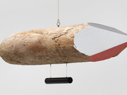 Olafur Eliasson, Crossing-paths compass, 2018. Driftwood, magnets, paint (white, red, green, black), 32 x 117 x 21 cm, unique.© Olafur Eliasson. Photo by Jens Ziehe, Berlin. Courtesy the artist and neugerriemschneider, Berlin.
 