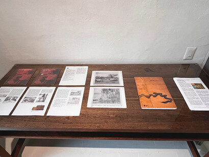 Marta Elena Vélez, La playa de los muertos de Barú, vista de exhibición. Cortesía de Galería La Balsa