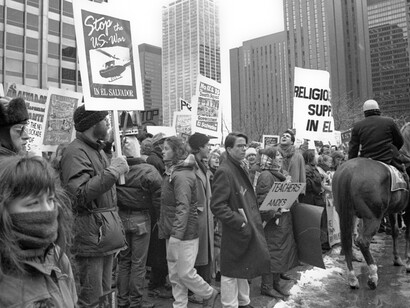 Protestieren gegen die salvadorianischen Bürgerkrieg, Chicago, 1989
