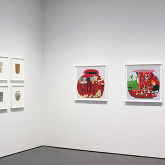 Jonas Wood, Prints Installation View, 2018, Artwork © Jonas Wood. Photography Robert McKeever. Courtesy of the artist and Gagosian