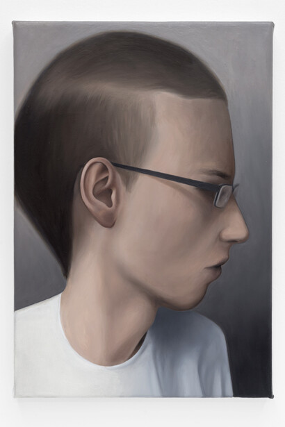 Arthur Marie, Portrait of A Young Man #4, 2023, oil on canvas, 13.8x9.4 inches. Courtesy the artist and Queer Thoughts Gallery