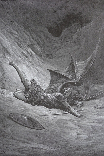 Illustrazione di Gustave Doré dell'opera di Milton "Paradise Lost", Libro VI, riga 328, 1866
