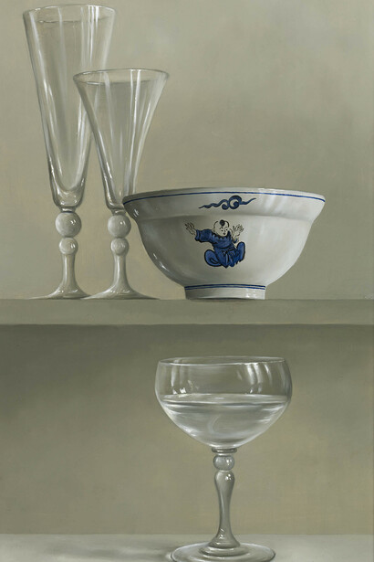 Johan De Fre, 2.	The Leap of Faith, oil on panel, 20 x 12 ins (51 x 30 cms)