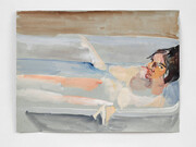 Chantal Joffe, In the Bath, 2023. Watercolor on paper. Courtesy of the artist and Anat Ebgi, Los Angeles / New York