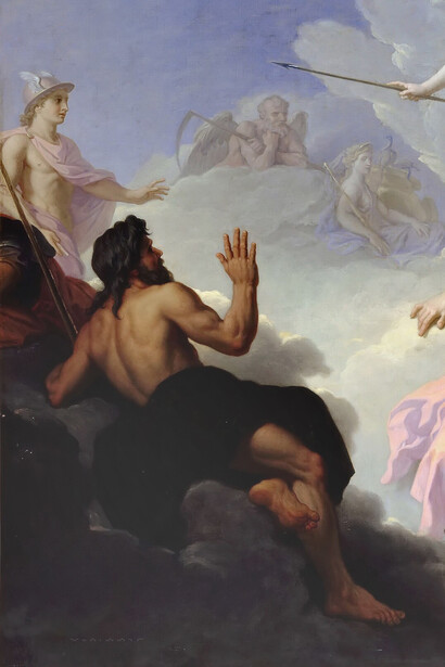 René-Antoine Houasse, El nacimiento de Minerva (c. 1680, detalle en el que se aprecia, entre otros, a los dioses Neptuno y Mercurio)