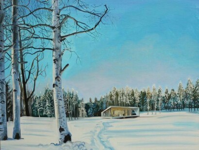 Natasha Kissell, Clearing in the Woods, 2013, Oil on canvas, 24 x 28 in / 61 x 71 cm, courtesy of Eleven, London