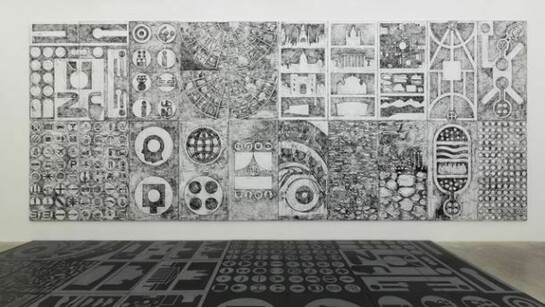 Matt Mullican, Stone Video Rubbing Wire,
Installation view Massimo De Carlo, Milano, 2013, Photo by Roberto Marossi, Courtesy Massimo De Carlo, Milano/London