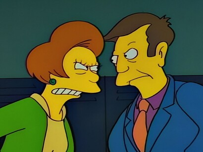 Edna Krabappel y el director Skinner
