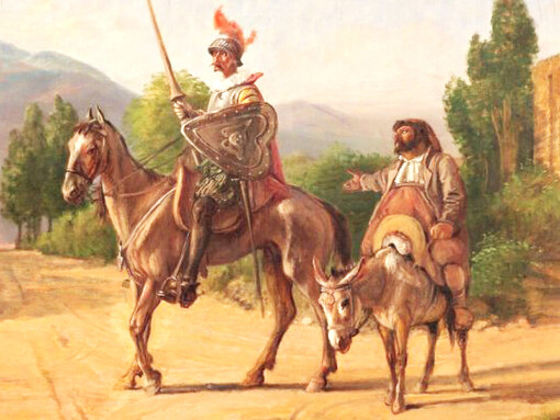 'Don Quijote y Sancho Panza en una encrucijada', por Wilhelm Marstrand, 1847, Museo Nivaagaard, Dinamarca
