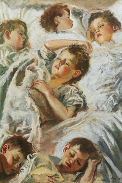 Archibald A. McGlashan RSA, 1888–1980, Sleep, c. 1935, oil on canvas, 106.8 x 84 cm, 42 x 331⁄8 in